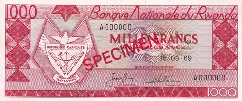 Rwanda, 1.000 Francs Specimen, ... 