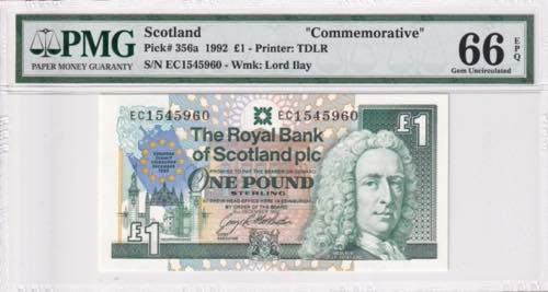 Scotland, 1 Pound, 1992, PMG ... 