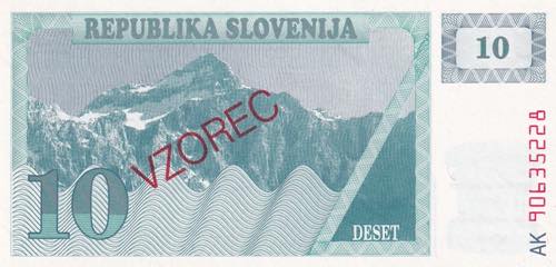 Slovenia, 10 Tolarjev Specimen, ... 