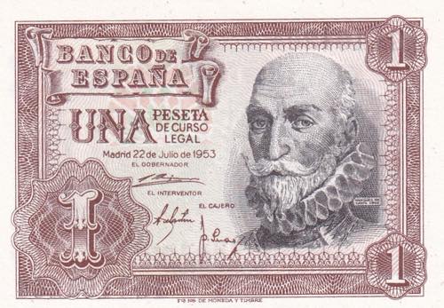 Spain, 1 Peseta, 1953, UNC, B610a, 