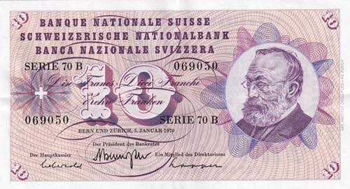 Switzerland, 10 Francs, 1970, VF, ... 