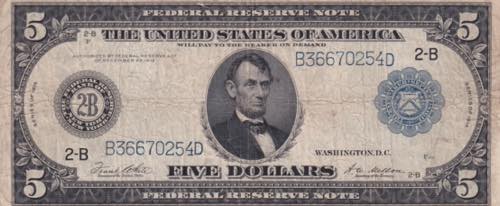 $5 US Federal Reserve Note, 1914, ... 