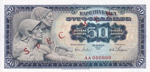 Yugoslavia, 50 Dinars Specimen, ... 