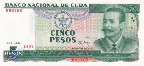 Cuba, 5 Pesos 1991, UNC