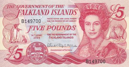 Falkland Islands, 5 Pounds 2005, ... 