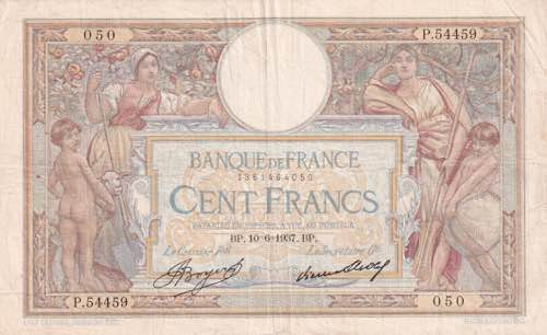 France, 100 Francs 1937, F+/VF