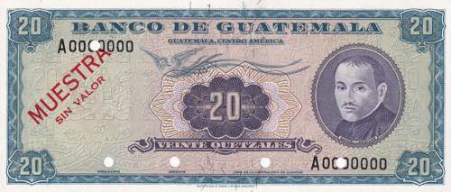 Guatemala, 20 Quatzales Specimen ... 