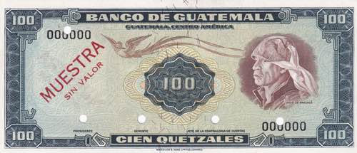 Guatemala, 100 Quatzales Specimen ... 