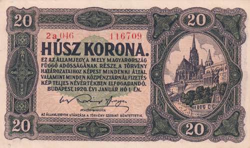 Hungary, 20 Korona 1920, AUNC