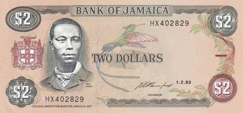 Jamaica, 2 Dollars 1993, UNC
