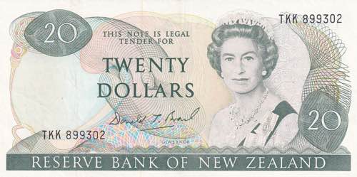 New Zealand, 20 Dollars 1981-1992, ... 