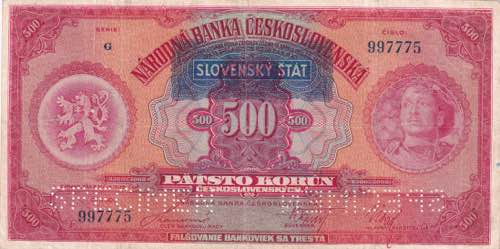 Slovakia, 500 Korun 1929, VF