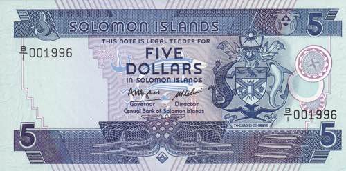 Solomon Island, 5 Dollars ... 