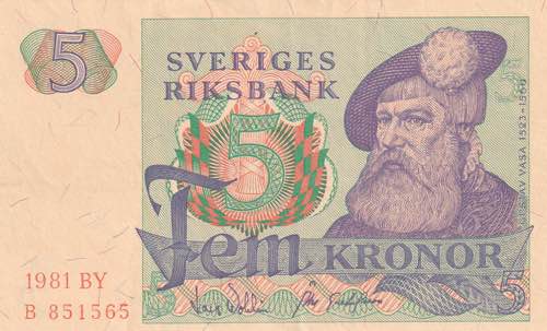 Sweden, 5 Kronor 1981, XF+