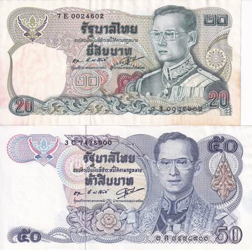 Thailand, 20-50 Baht 1980-1992, ... 