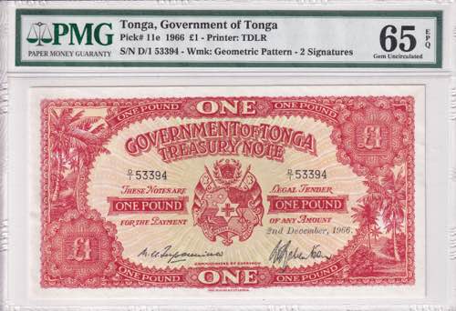 Tonga, 1 Pound  1966, PMG 65EPQ