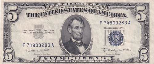 USA, 5 Dollars 1953B, AUNC