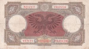 Albania, 20 Franga, 1939, VF, P#7, ... 
