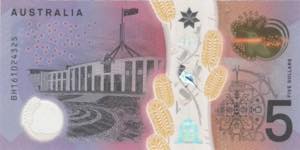 Australia, 5 Dollars, 2016, XF, ... 