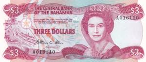 Bahamas, 3 Dollars, 1974, UNC, B309a, 