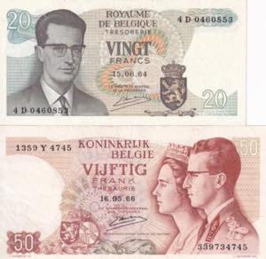 Belgium, 1964-66 Issues Lot, 20-50 Francs, ... 