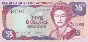 Bermuda, 5 Dollars, 1997, UNC, B215d, 