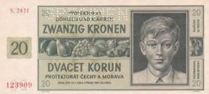 Bohemia & Moravia, 20 Korun Specimen, 1944, ... 
