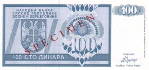 Bosnia-Herzegovina, 100 Dinara ... 