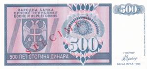 Bosnia-Herzegovina, 500 Dinara ... 