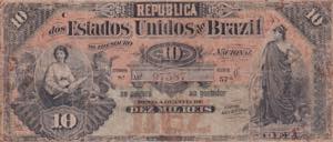 Brazil, 10 Mil Reis, 1892, VG, P#30, Very ... 