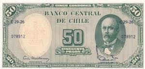 Chile, 1960, 5 Centesimos on 50 Pesos , UNC, ... 