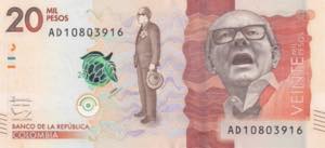 Colombia, 2015, 20.000 Pesos, UNC, B996a, ... 