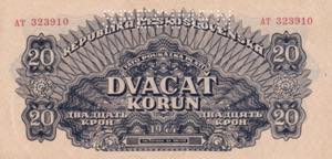 Czechoslovakia, 1944, 20 Korun Specimen, ... 