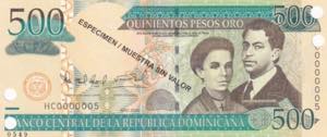 Dominican Republic, 500 Pesos oro Specimen, ... 