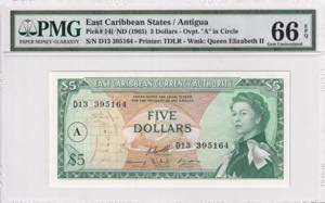 East Caribbean States, 5 Dollars, 1965, PMG ... 