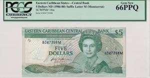 East Caribbean States, 5 Dollars, 1986, PCGS ... 