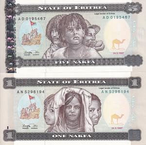 Eritrea, 1997 Issues Lot, 1-5 Nakfa, UNC, , ... 