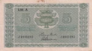 Finland, 5 Markka, 1926, VF, B359b, 16 ... 