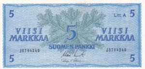 Finland, 5 Markka, 1963, XF, ... 