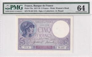 France, 5 Francs, 1918, PMG 64, ... 