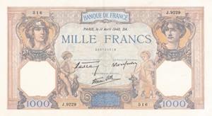 France, 1.000 Francs, 1940, AUNC, P#90c, 