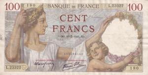 France, 100 Francs, 1941, VF, ... 