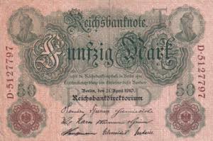 Germany, 50 Mark, 1910, VF, B206d6 (Letter ... 