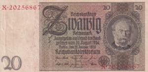 Germany, 20 Reichsmark, 1929, VF, B319a5 ... 