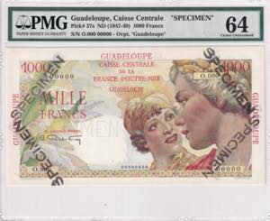 Guadeloupe, 1.000 Francs Specimen, ... 
