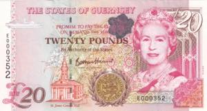 Guernsey, 20 Pounds, 2009, UNC, B166a, 