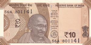 India, 10 Rupees, 2018, UNC, B298b, 
