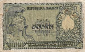 Italy, 50 Lire, 1951, VG, B320a, 