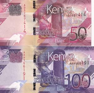 Kenya, 2019 Issues Lot, 50-100 Schillings, ... 