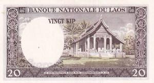 Laos, 20 Kip, 1963, UNC, B211b, 